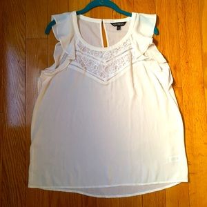 Express M White Top with Lace and frills